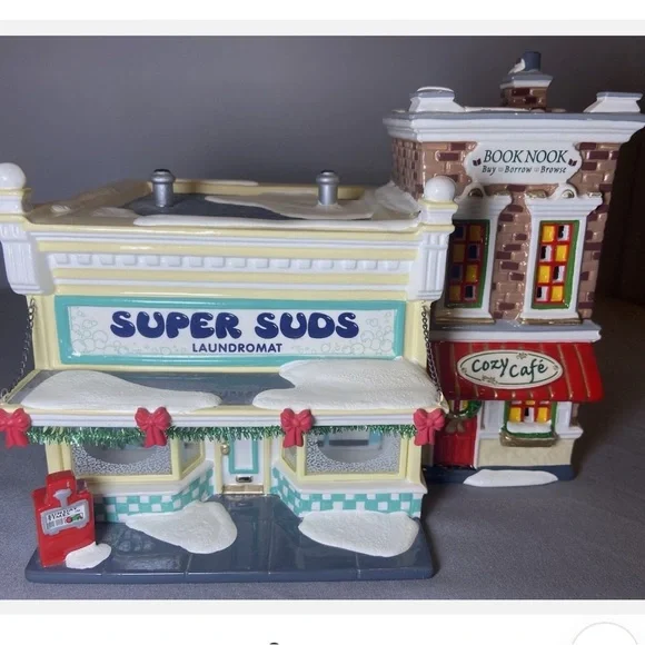 Department 56 Snow Village Super Suds Laundromat with Cozy Café - Picture 6 of 6